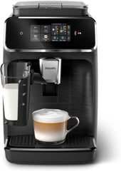 Espressor automat PHILIPS seria 2300 - 4 băuturi, ecran tactil color modern, sistem de preparare a laptelui LatteGo, SilentBrew, râșniță 100% ceramică, filtru AquaClean. Negru mat (EP2330/10)