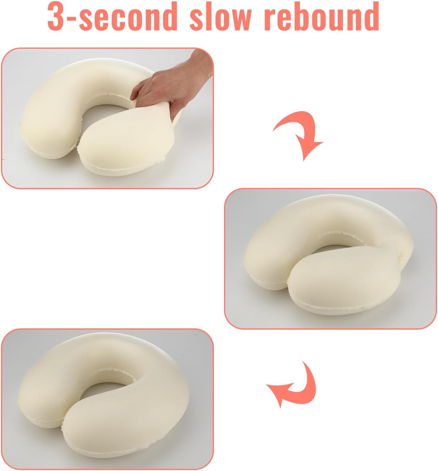 Litimkat pernă pentru gât copii, pernă portabilă pentru gât,pernă de călătorie, Pernă din spumă de memorie în formă de U, călătorie, avion, mașină, tren, birou, acasă, față de pernă cu model drăguț de animale, detașabilă (roz) Perne ortopedice cervicale Naty Shop