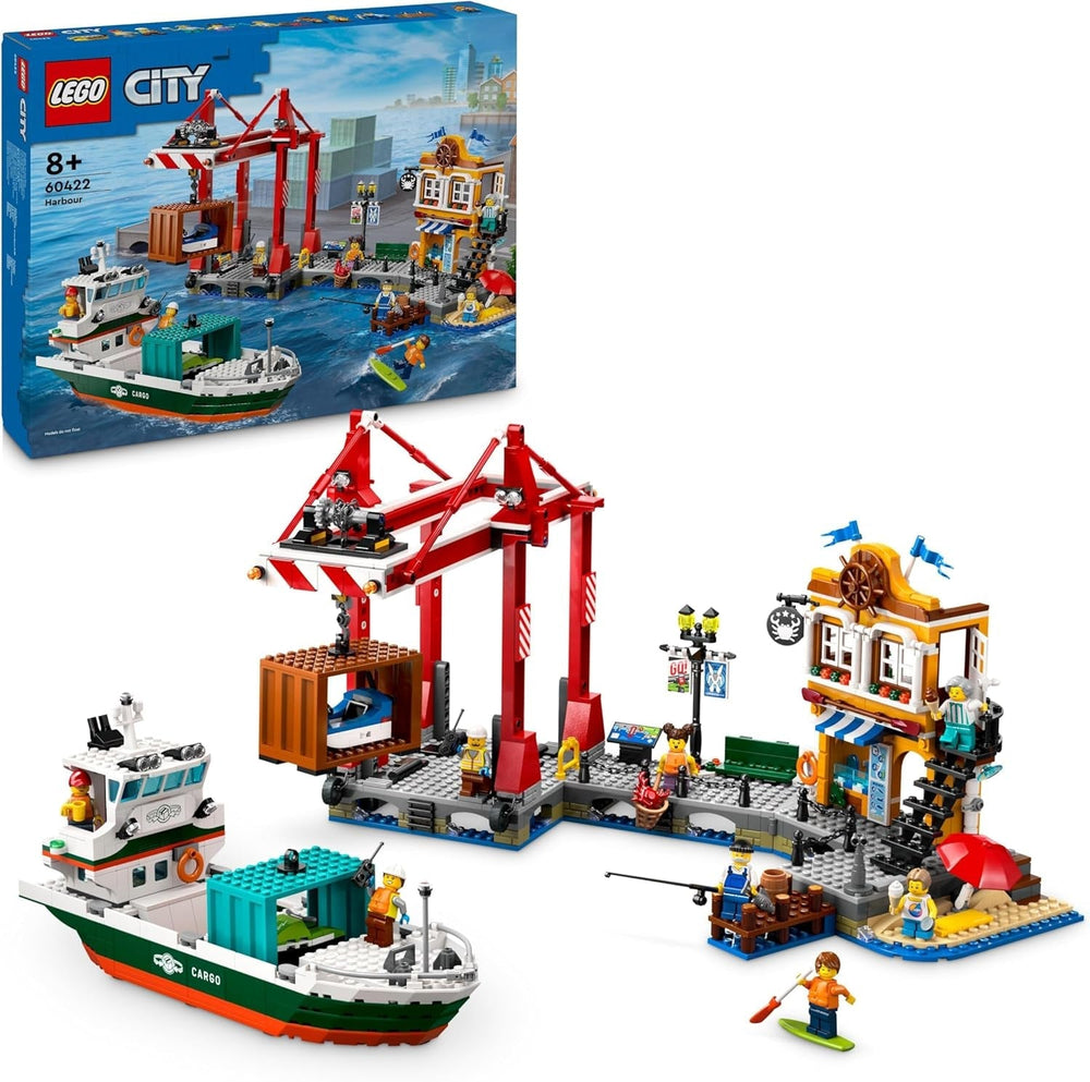 LEGO City harbor with cargo ship, building toy for boys and girls from 8 years old, gift idea for children, container crane, toy ship and 8 minifigures 60422 Building sets Besuche den LEGO-Store Default title