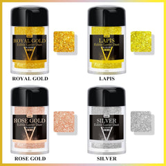 Sclipici comestibil - Pudră sclipici comestibilă în 4 culori, praf sclipici pentru băuturi, mâncare, prăjituri - Pudră colorantă alimentară metalică comestibilă pentru cocktailuri, vin - 5G / sticlă