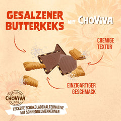 Salted Butter Biscuits and ChoViva, 80g bar, made from alternative chocolate with sunflower seeds