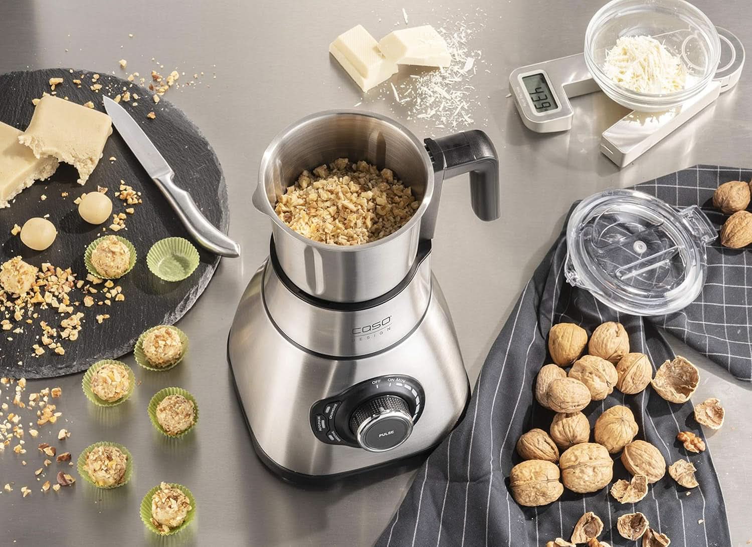 CASO B 1800 Powerblender-Set - Standmixer, 28.000 U/Min, Glasbehälter 1,75 L, Inkl. Trinkflasche Und Zerkleiner, Mixer Testsieger Mit Sehr Gut, Edelstahl Naty Shop