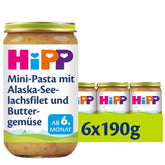 Hipp Mini Pasta with Alaskan Pollock Fish Fillets and Vegetables with Butter, Pack of 6 (6 x 190g) Mother and Child Naty Shop