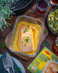 MAGGI Fix für Lachs-Sahne Gratin, Würzmischung, mit natürliche Ingredient*, für 2 Portionen, 1er Pack (1 x 26g)