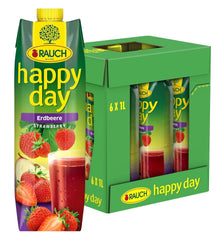 Rauch Happy Day Strawberry | Intense strawberry flavor | Refined with apples and lemon | 6X 1 liter, Tetra Prisma Alcohol-free drinks Naty Shop