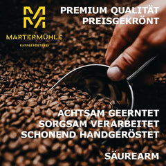 Martermühle Santos Kaffeebohnen 1kg mild I Arabica I Aromen: Mandel, Süssliche Milde I Ganze Kaffee-Bohnen schonend geröstet, säurearm