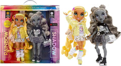 Ediție Specială Rainbow High Shadow High - Gemenele Madison Sunny și Luna - 2 păpuși la modă cu ținute galbene și gri de designer, mix & match, cu accesorii - Pentru colecționari și copii cu vârsta cuprinsă între 4 și 12 ani