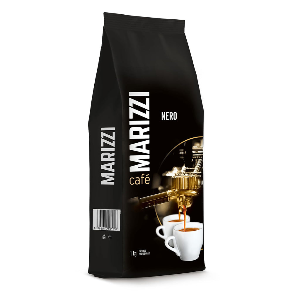 MARIZZI - Nero - 100% Arabika, Ganze Kaffeebohnen - 1kg, Frisch, Dunkel Geröstet, Nussiger Nachgeschmack, Ideal Für Gastronomie, Büro & Zuhause, Italienischer Kaffeegenuss, Aus Besten Ernte Amerikas