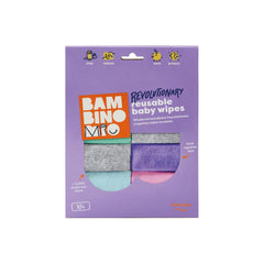 Bambino Mio Reusable Baby Wipes - Basic - Eco Friendly, Chemical Free, Double Sided, Washable, 10 Pack, Cloud - Packaging May Vary