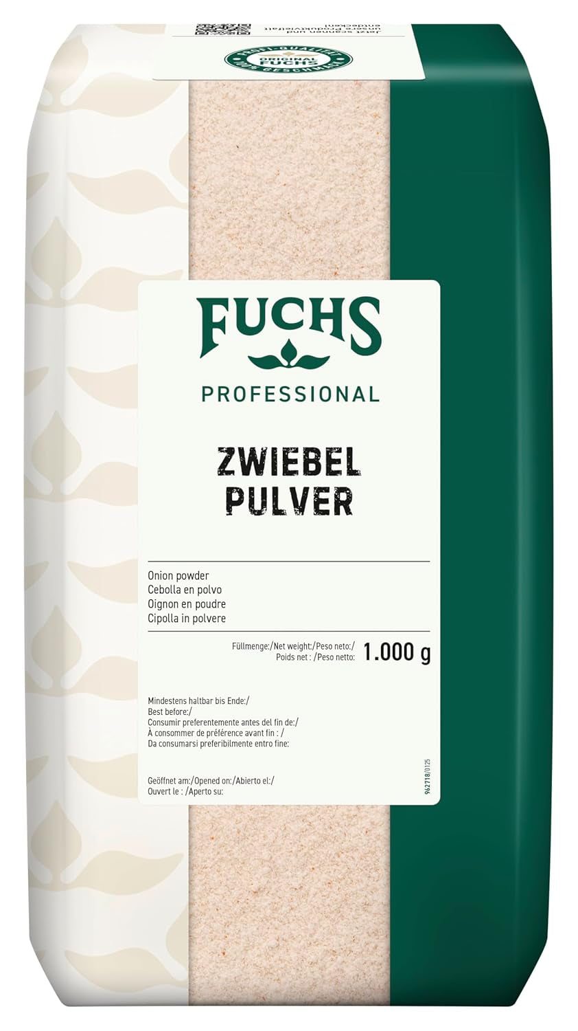 Fuchs Professional - Zwiebelpulver | Schonend verfahrett, zum Würzen von herzhaften Gerichten | Profi-Qualität für Großverbraucher und Gastronomie | 1 kg im recyclable bag