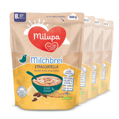 Milupa Stracciatella Milk Porridge - Gluten-free, palm oil-free baby cereal - Free from preservatives and dyes - From 8 months - 4 x 400 g