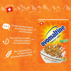 Ovomaltine Crunchy Muesli - crunchy muesli with chocolate, with a unique mixture of cereals and Ovomaltine - muesli with chocolate, valuable vitamins, fibers and minerals (1 x 450g)