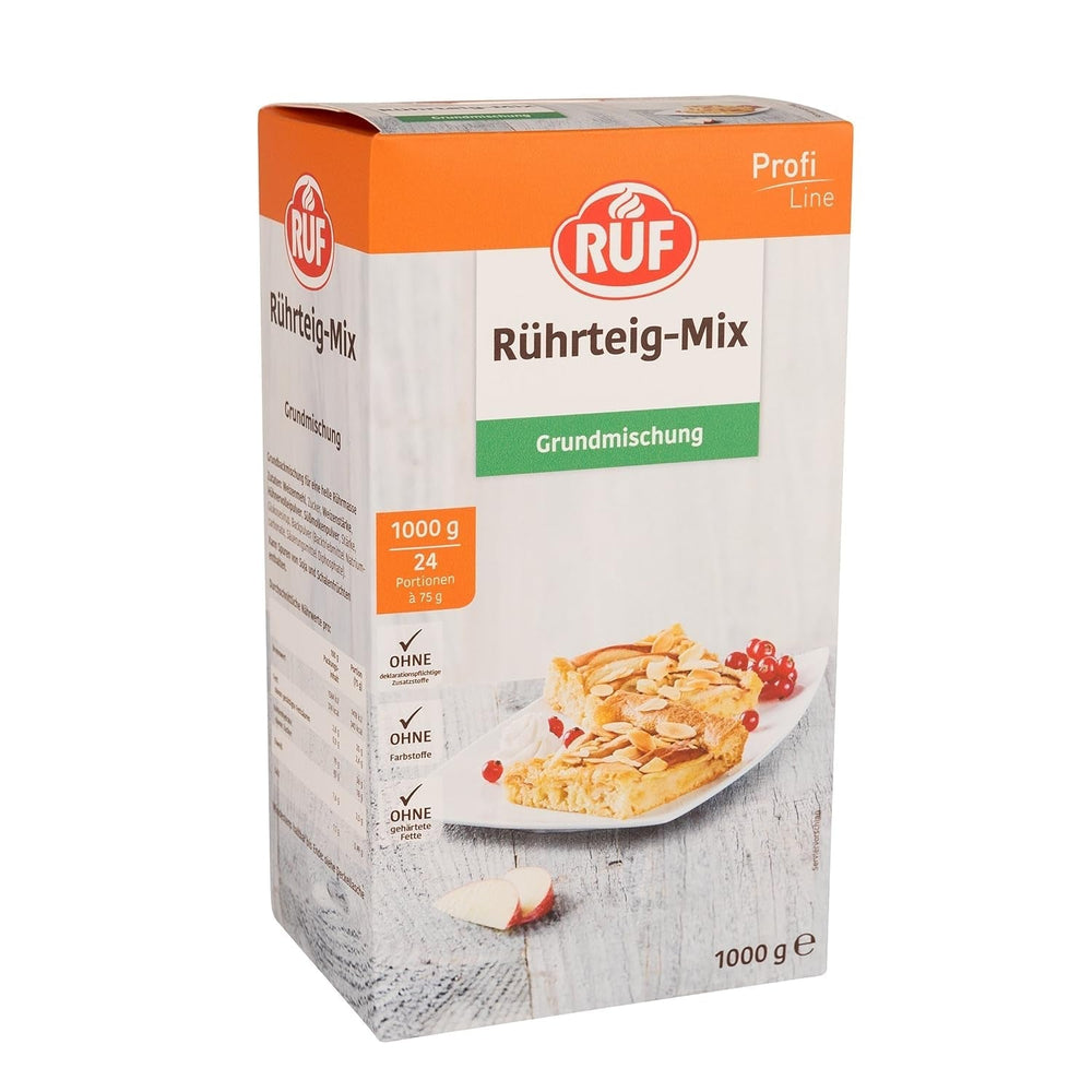RUF Rührkuchen Backmischung, Nur Wasser & Öl Zugeben, Rezeptur Für Blechkuchen, Kastenkuchen, Muffins, Gugelhupf Und Tortenböden, 1X1000G Mixture for baking and cooking Naty Shop Rührteig 1 Kg (1Er Pack)