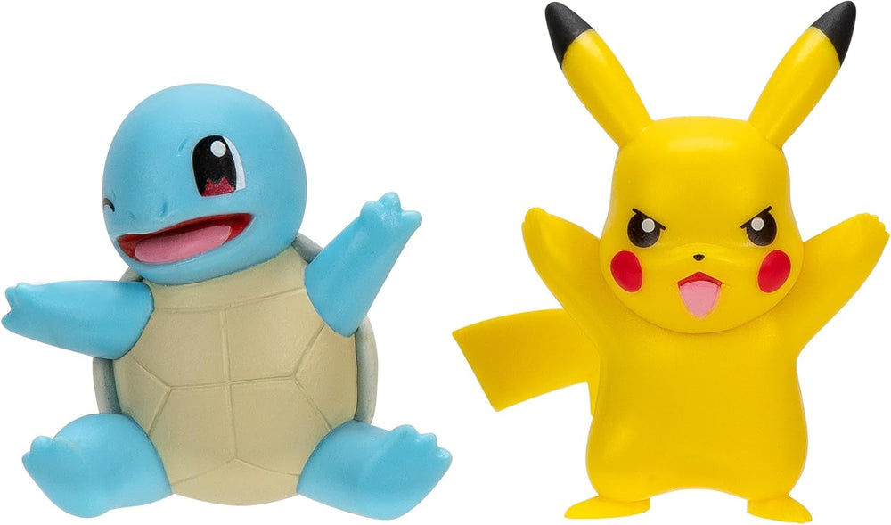 Pokémon PKW3586 - Battle Figure Pack - Pikachu and Schiggy Official Detailed Figures 5cm Each Action Figures Naty Shop Pikachu and Schiggy