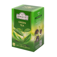 Ahmad Tea - Ceai verde - Pliculețe de ceai ambalate individual, cu aromă sigilată, conținând 2 g de ceai per porție - 20 de pliculețe de ceai cu bandă