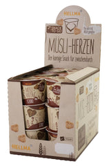 HELLMA Hearts with Muesli and Chocolate - 18 servings, 30 g each - Oatmeal covered with chocolate in the shape of a heart, takeaway cups