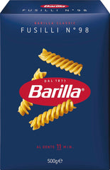 Barilla Pasta Classic Fusilli No. 98 from high quality durum wheat, always al dente, Chili, Spaghetti, Fusilli, Penne, Italian, 500g