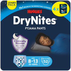 Huggies DryNites Super Absorbent Night Wetting Diapers for Boys 8-13 Years (30-48kg) 27 Count (3 x 9 Count) Panty Diapers