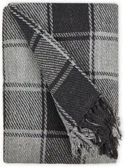 Frisco throw, Bumbac reciclat, Tradițional, Cu carouri, Pentru scaun, canapea, canapea, arunca, pătură, Antracit, 127 X 152 Cm Paturi si Cuverturi Emma Barclay
