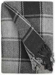 Frisco throw, Recycled cotton, Traditional, Plaid, For chair, couch, couch, throw, blanket, Anthracite, 127 X 152 Cm Beds and Blankets Emma Barclay