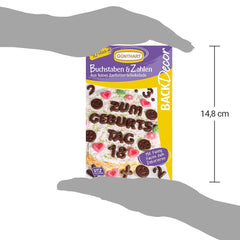 Günthart Backdecor, 90 pieces chocolate letters, alphabet and numbers in fine dark chocolate, 47 grams Naty Shop