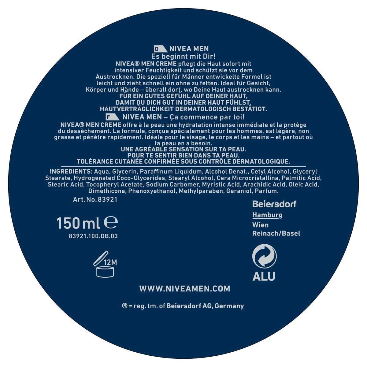 NIVEA MEN Creme, cremă hrănitoare pentru piele cu vitamina E, 150 ml Naty Shop