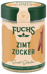 Fuchs Gewürze - Zimt Zucker - Klassiches Gewürz für Milchreis, Pfannkuchen oder Waffeln - aus natürlichen Zutaten - 100 g in wiederverwendbarer, recyclebarer Dose