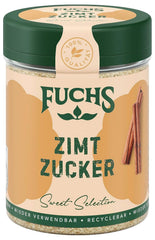 Fuchs Gewürze - Zimt Zucker - Klassisches Gewürz für Milchreis, Pfannkuchen oder Wafeln - aus natürliche Ingredient - 100 g in wiederverwendbarer, recyclebarer Dose