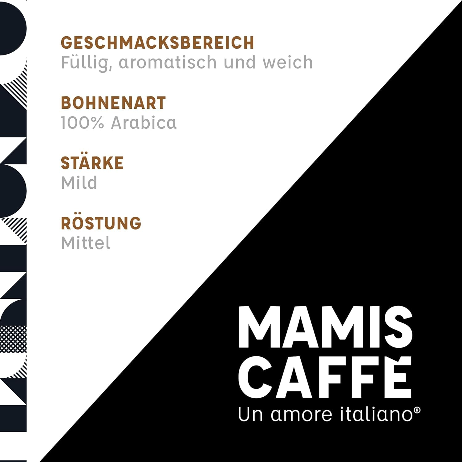 Mamis Caffè Gran Crema, boabe de espresso întregi - 100% boabe Arabica, aromă fructată, ciocolatie, ușor dulce, prăjire medie și cremă groasă, cultivate în Brazilia și Columbia Cafea Naty Shop