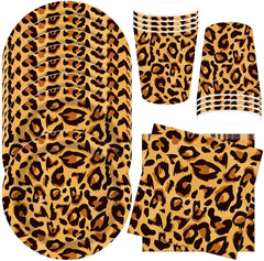 Leopardenmuster Partygeschirr Kindergeburtstag Deko Geburtstag Party Geschirr Dschungel Pappteller Becher Servietten Babyparty Tischdeko Set