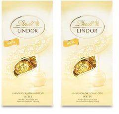 Lindt white chocolate balls LINDOR | 137g bag | Approx. 10 white chocolate balls with melt-in-your-mouth filling | Chocolate Gift Set | Chocolate Gift Set (Pack of 2)