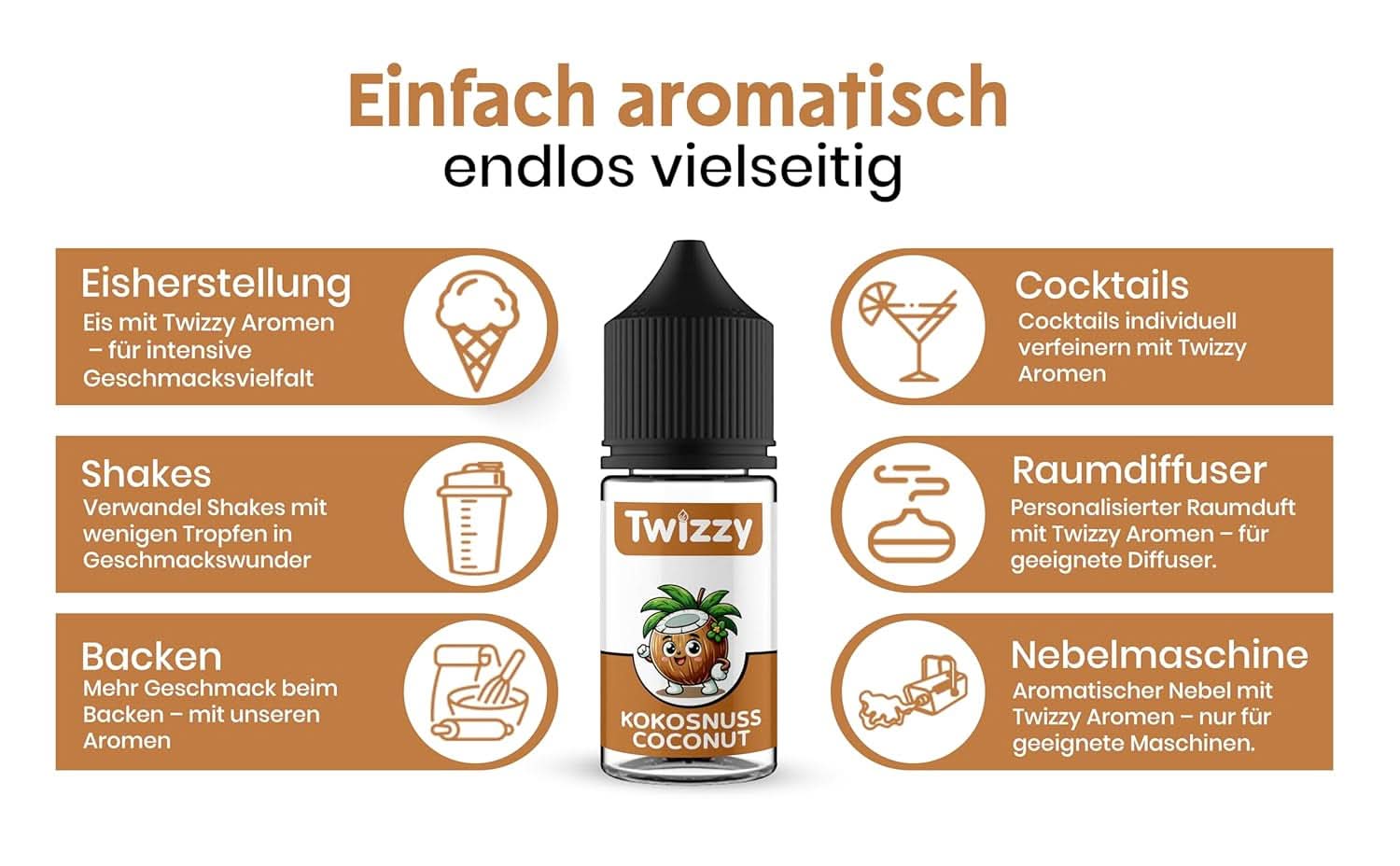 Twizzy Coconut Food Flavouring - Aromă intensă de nuca de cocos, 30 ml Arome Naty Shop