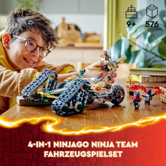 LEGO NINJAGO Ninja Team Combi Caterpillar 4 in 1 Set with Glider, Racing Car and 2 Motorcycles and 6 Minifigures Gift for Boys and Girls Ninja Toy 71820 Building Sets Besuche den LEGO-Store