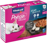 Vitakraft Poésie Délice, Fish Selection, Nassfutter Katze, Katzennassfutter in Sauce, mit Seelachs, mit Kabeljau, ohne Zusatz von Zucker und Getreide (1 Paket mit 6x 85g)