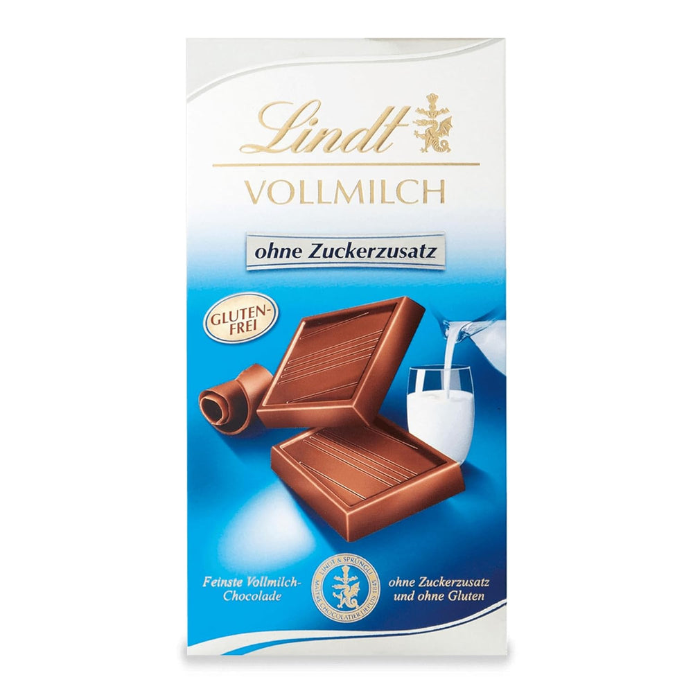 Lindt milk chocolate with no added sugar | Bar 100g | The finest and gluten free | Chocolate gift