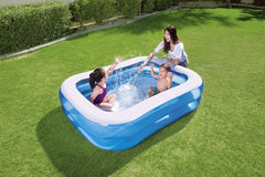 Bestway - Blue Deluxe Rectangular Inflatable Pool, 211 x 132 x 46 cm, Blue/White