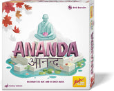 Zoch Ananda - A strategic board game with meditative influences, temple building using tactics, monks meditating in colored areas, collecting karma points, family game for ages 10 and up.