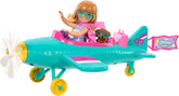Barbie Chelsea Plane Doll And Playset - păpușă pilot, avion, mâner și accesorii pentru povești, roți de rulare și elice cu picior de floare, vârsta 3+, HTK38 Papusi Naty Shop Titlu implicit