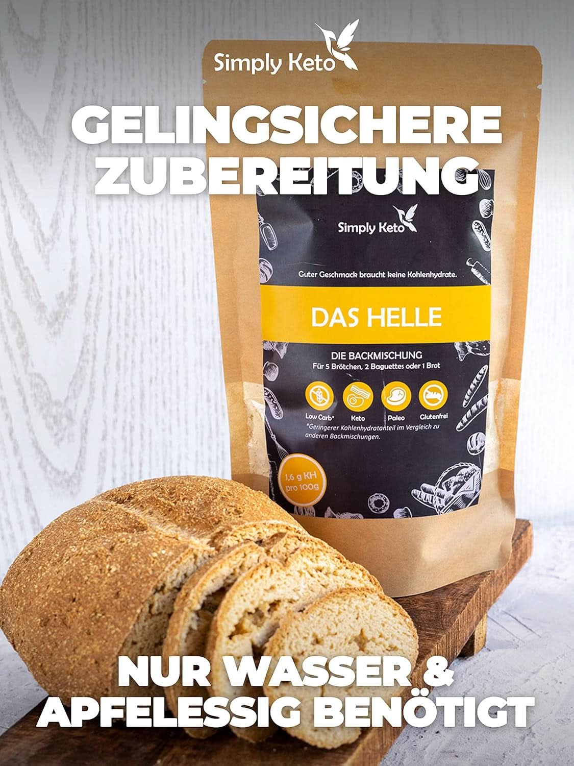 Simply Keto The Light Lower Carb* Bread, Mix pentru pĂąine fÄrÄ gluten, 260 grame Bucatarie Naty Shop