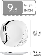 Set de farfurii din porțelan VEWEET FIONA pentru 6 persoane, Ø 24,7 cm, include farfurii pentru desert, farfurii pentru paste, farfurii pentru tort și farfurii pentru micul dejun, potrivit pentru cuptorul cu microunde și mașina de spălat vase