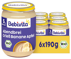 Terci de seară griș-banană-măr, 190g pachet de 6 (6x190g)