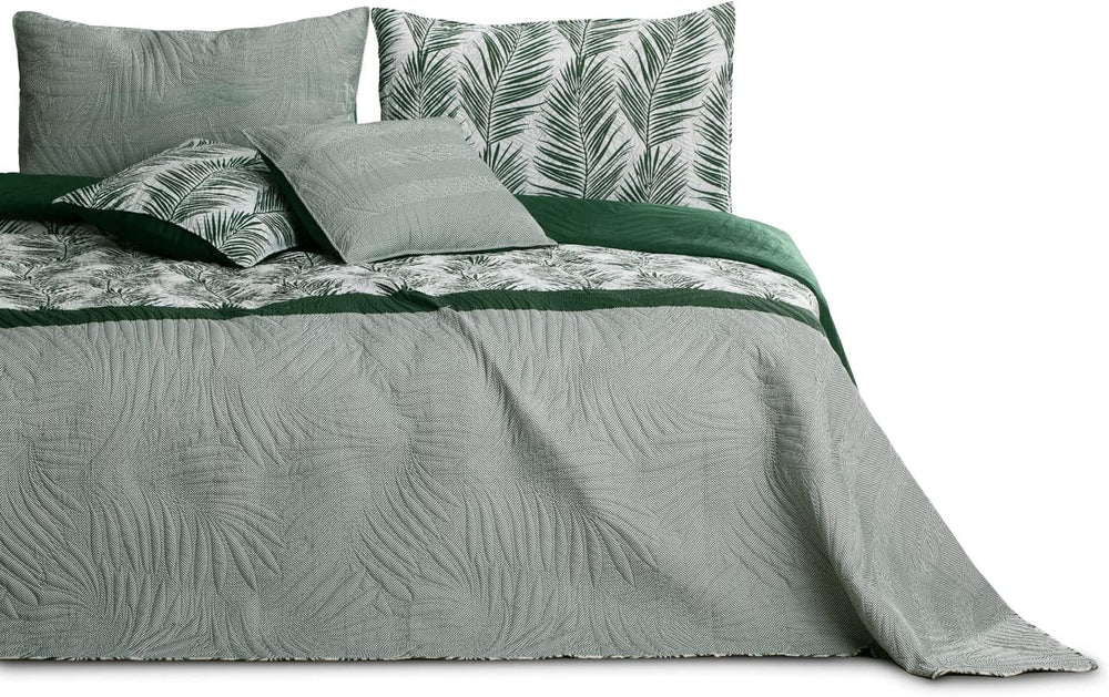 Ameliahome Bedspread Bedspread 170X210 Cm Double Sided Easy Care Bedspread Plant Pattern Green White Tropical Bonaire Beds and Blankets Besuche den AmeliaHome-Store Tropical Bonaire Green White 170 X 210