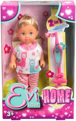 Simba Evi Love Home Puppe – Ankleidepuppe mit 2in1 Staubsauger, Haushalts Rollenspiel mit Zubehör, kleine Modepuppe zum Spielen, 12 cm, ab 3 Jahre