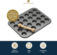 Masterclass Mini Tart Pan 24 Holes 1mm Thick Durable Carbon Steel 35x27cm Gray Naty Shop