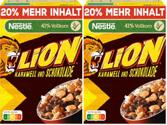 Cereals (+20%), Chocolate Caramel Cereal and 41% Whole Grains, Breakfast Flakes with Vitamins and Minerals, Pack of 2 (1 x 480g)