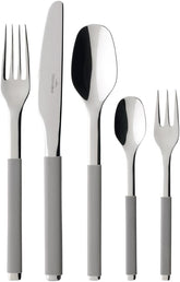 Villeroy And Boch - S+ Taupe, set de tacâmuri din oțel inoxidabil de înaltă calitate cu mâner din silicon Naty Shop Gri 24 tacamuri