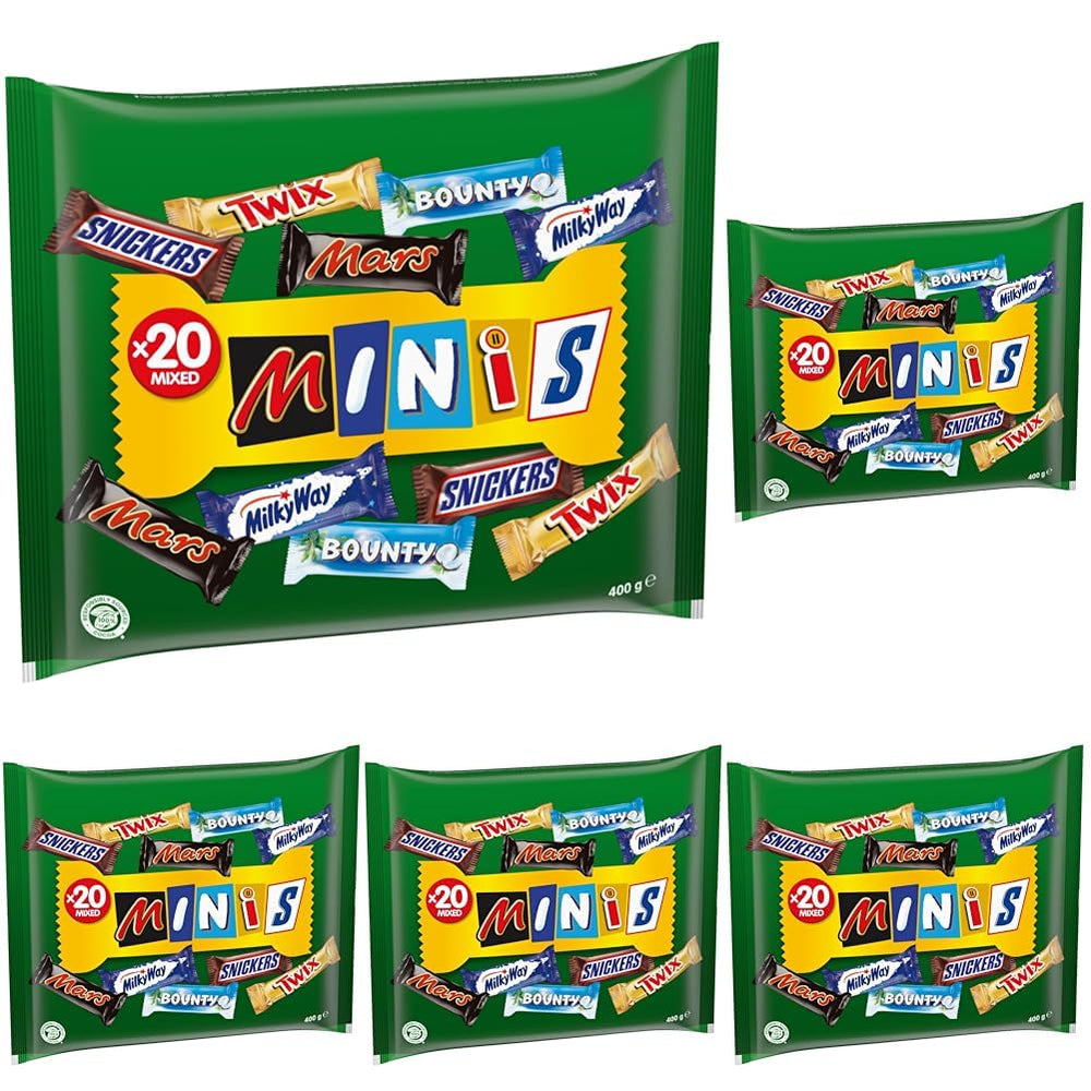 Mixed Minis, Snickers, Bounty, Twix, Milky Way, Chocolate Bulk Pack, One Pack (1 x 400g) (Pack of 5)