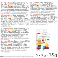 Scrapcooking - Set de 3 coloranți alimentari pudră - Roșu Galben Albastru - Coloranți alimentari pentru copt, prăjituri, fursecuri, prăjituri, aluat, fondant, tort curcubeu - 4011