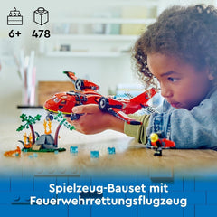 LEGO City Firefighting Plane, Children's toy plane firefighter set, construction set with 3 firefighter figures and fire decoration, excellent gift idea for boys and girls from 6 years old 60413 Building sets Besuche den LEGO-Store