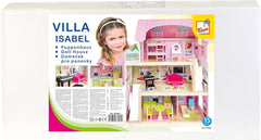 Bino World of Toys Dollhouse with balcony, Toy for toddlers from 3 years old, with 3 floors, stairs, 4 rooms and balcony incl. 15-TLG. Accessories, To promote children's skills, Pink design Naty Shop dollhouses